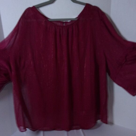 NWT LAUREN CONRAD Lightweight Flowing 2 in 1 Tunic Woman’s Size 4X Wine - Picture 1 of 13